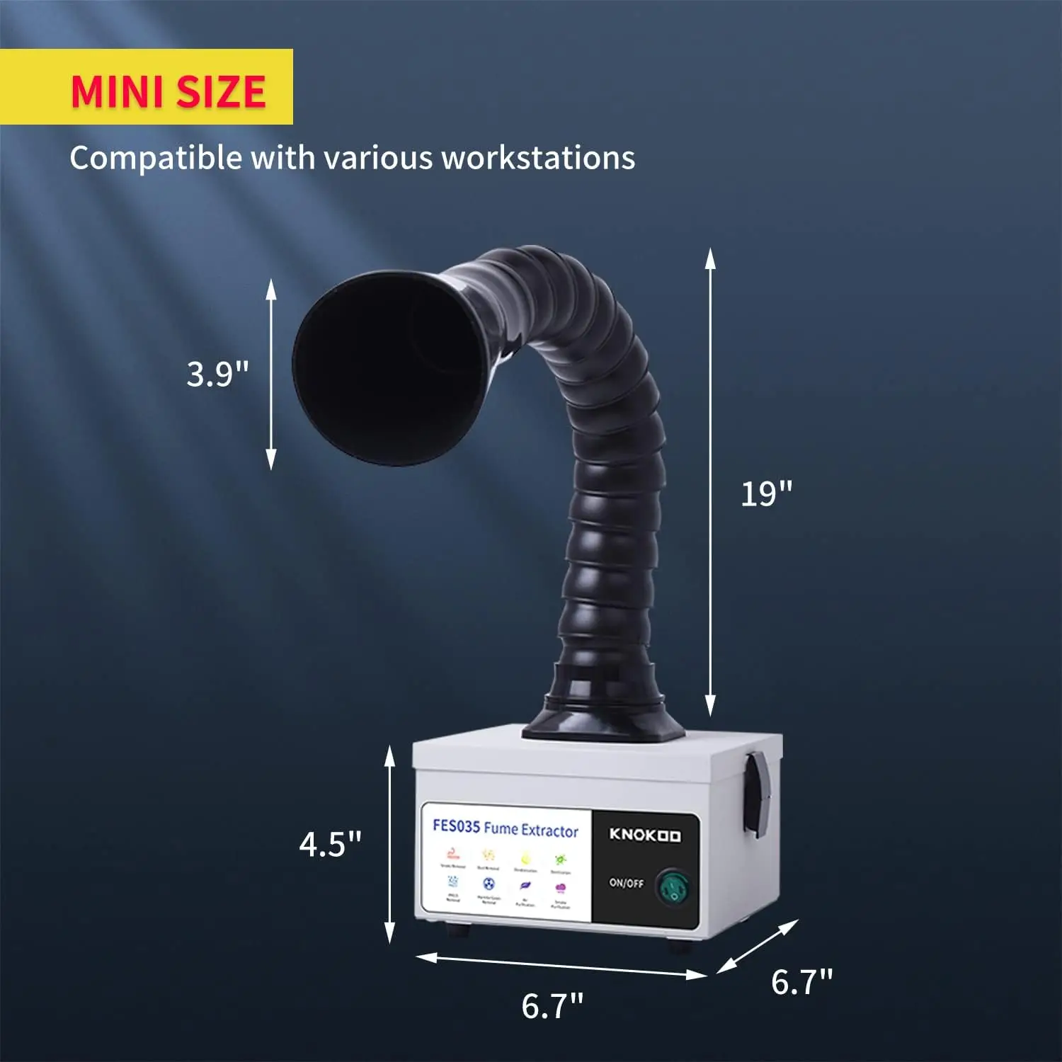 35W Fume Extractor Welding Smoke Absorber Collector FES035 Desktop Fumes Purifier for Phone Repair and Soldering KNOKOO