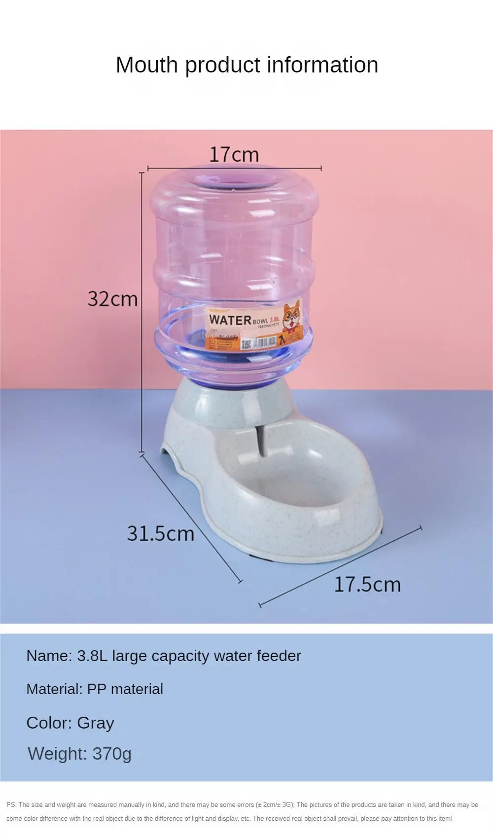 Title 3, 3.8L Pet Dog Cat Automatic Feeders Large Capaci...