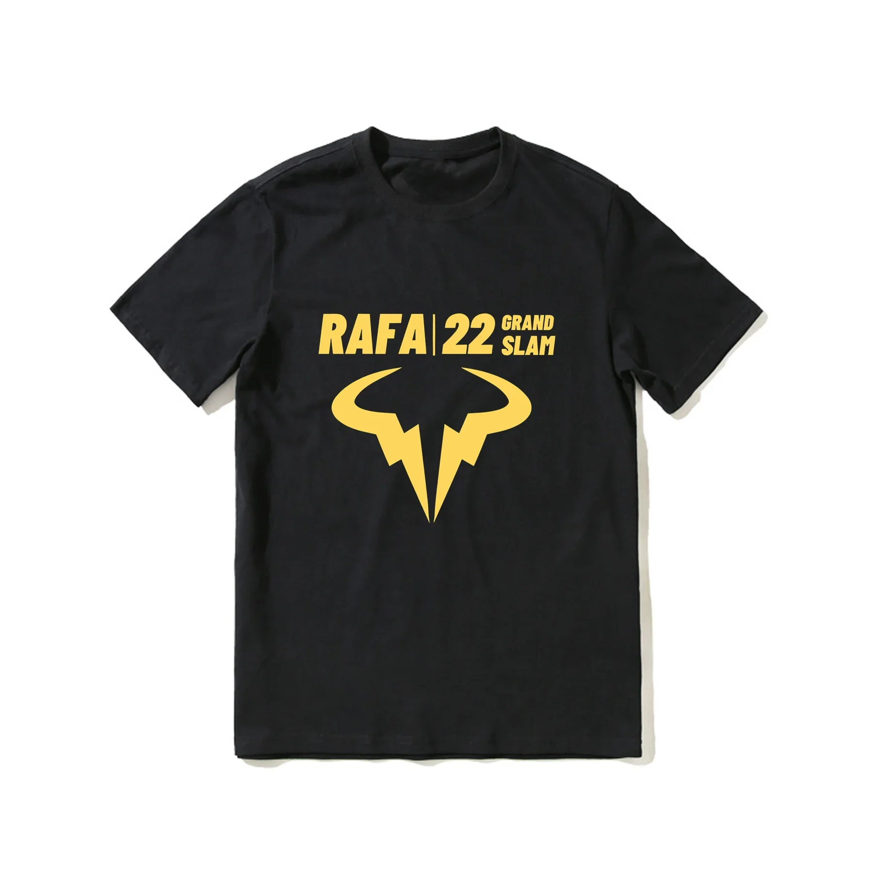 

2023 Hot Sale Summer 100% Cotton Nadal 22 Grand Slam Title Black T Shirt Men Short Sleeves Cool Tee Hip Hop Streetwear T-shirt