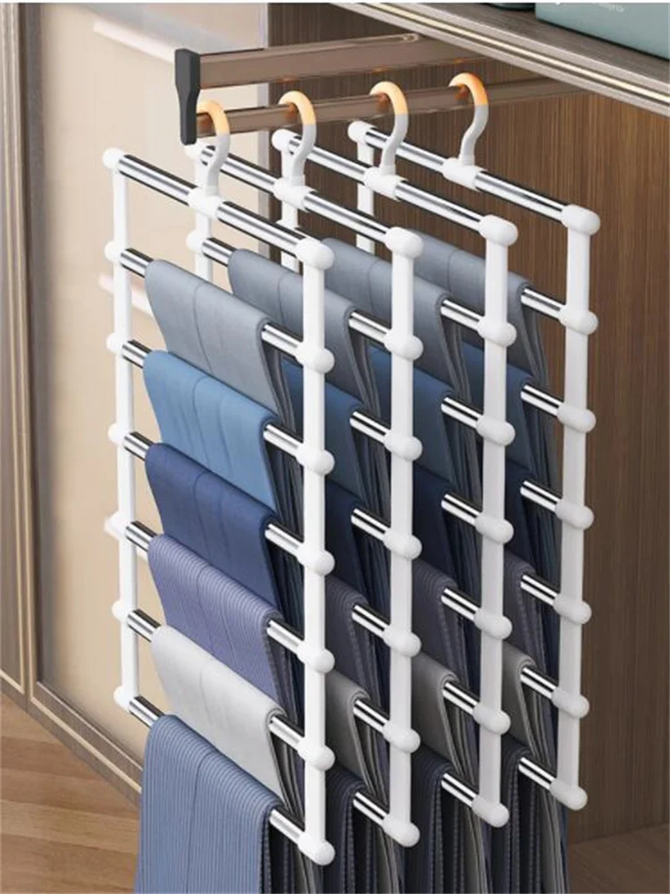 Clothes Rack Pants Trousers Hangers Racks Multifunction Closet Organizer Stainless Steel Clothes Hanger Home Storage Accessories