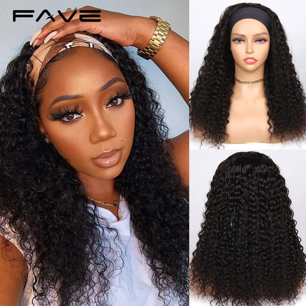 

Deep Curly Headband Wigs for Black Women Kinky Curly Head Band Human Hair Wig Glueless Full Machine Made Brazilian Remy Hair