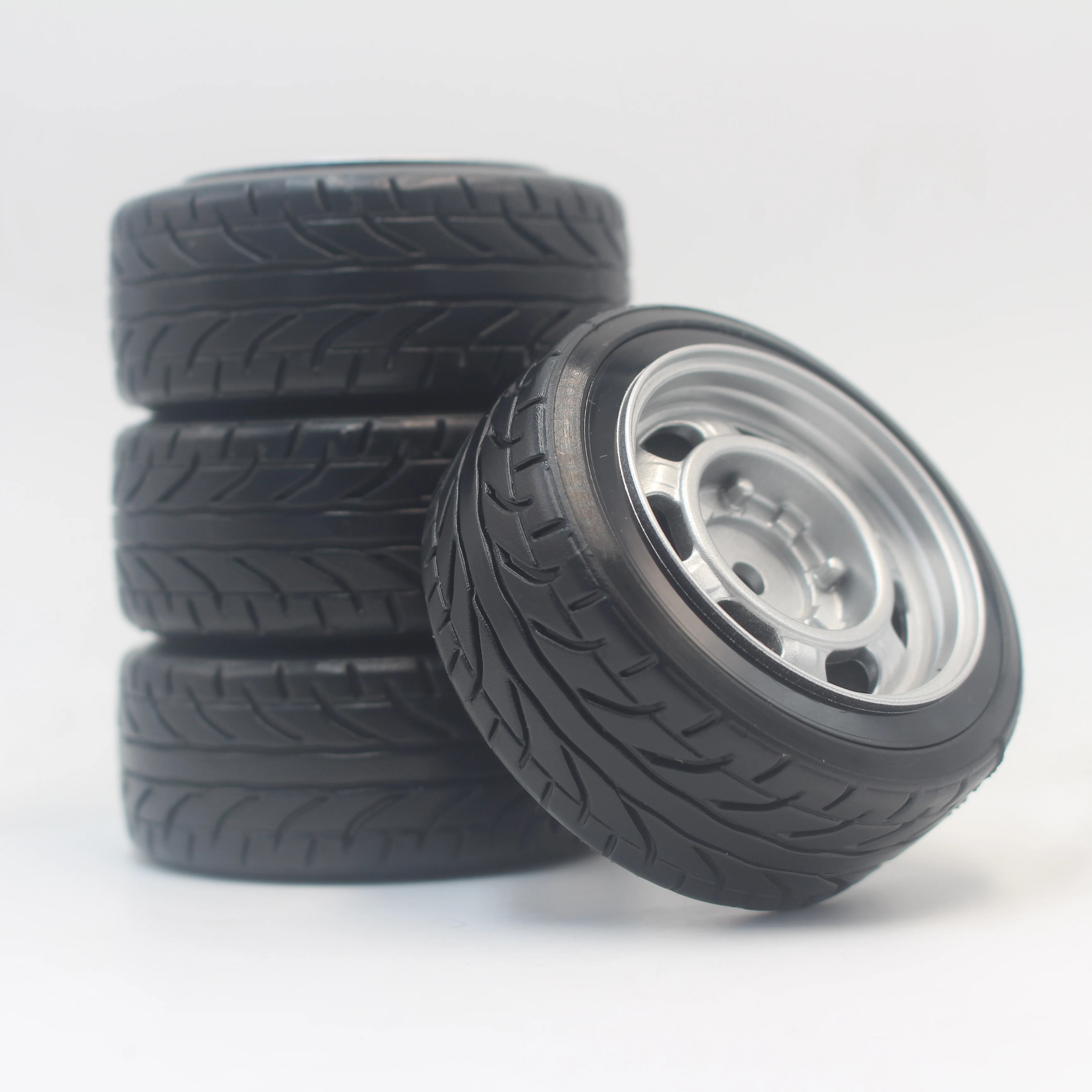 RC 하드 패턴 드리프트 타이어 휠 림 클래식 2, 6mm 오프셋 (실버 페인팅), 1:10 드리프트 카에 적합, 4 개입