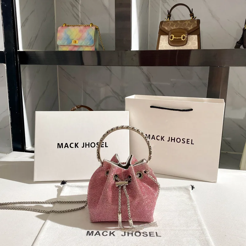

Design Rhinestone Handbag Women's Chain Bucket Bag