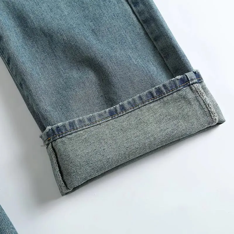 Withered 2024 Ins Blogger Fashion Pockets High Street Retro Mom Jeans Women High Wasit Loose Jeans Women Straight Pants