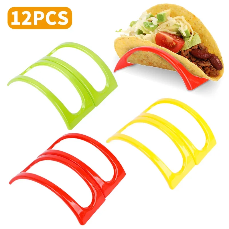 

12PCS Tortilla Roll Stand Colorful Taco Shell Plastic Holder Sandwich Bread Display Stand Plate Food Holder Kitchen Supplies
