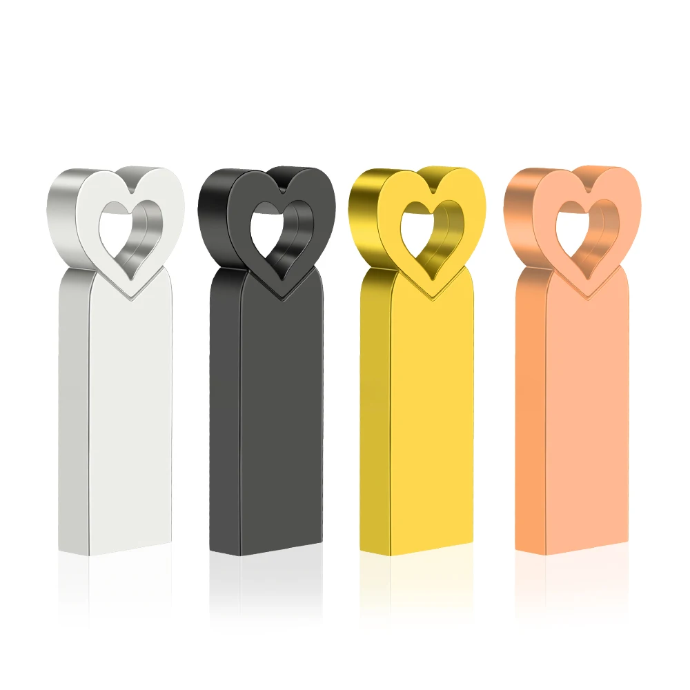 JASTER USB 2.0 Flash Drive 64GB Heart-shaped Metal Fashion Pen drive 32GB 16GB High speed Memory stick 8GB 4GB U disk For Laptop