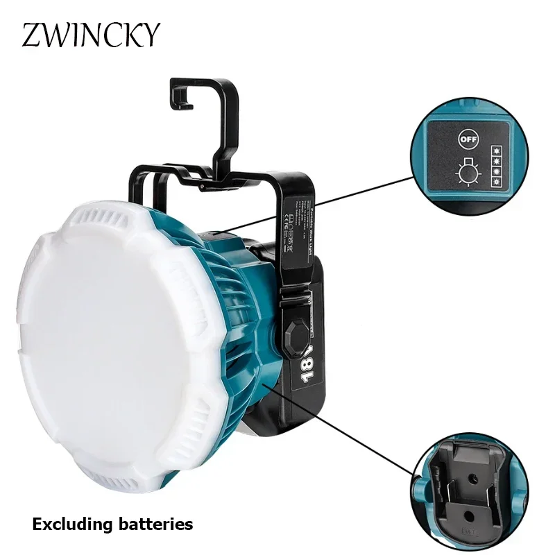 Портативный телефон ZWINCKY 24 Вт, внешнее освещение для Makita Power Tools, 14,4 В, 18 в, 20 в, литиевая батарея, лампа