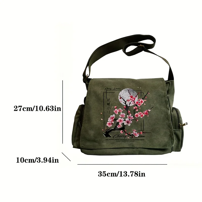 Large Capacity Women's Crossbody Bags Cherry Blossom Pattern Fashion Shoulder Bag Suitable For Shopping, Traveling And Gifting