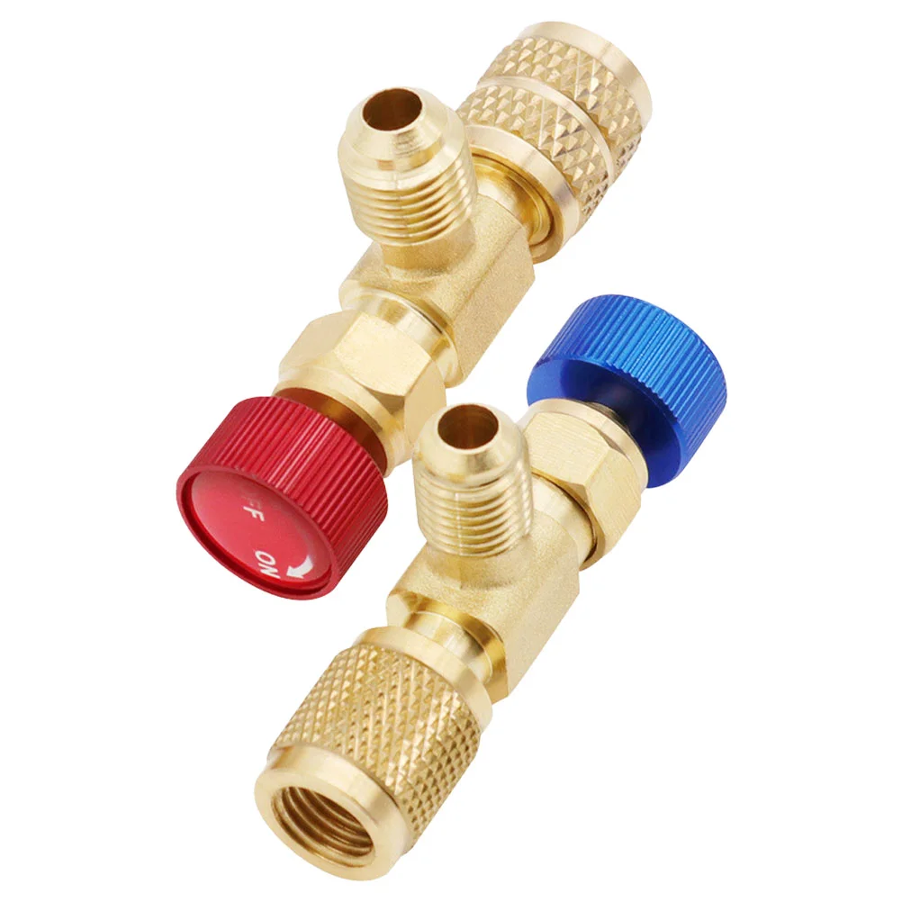 

2 Pcs Adapter The Switch Air Conditioning Safety Valve Refrigerant Ball Refrigerator Copper R22 Charging Conditioner Fittings
