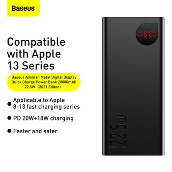 Baseus Power Bank 20000mAh Portable Charger Powerbank 10000mAh External Battery PD 22.5W Fast Charging For iPhone 16 15 Xiaomi 4