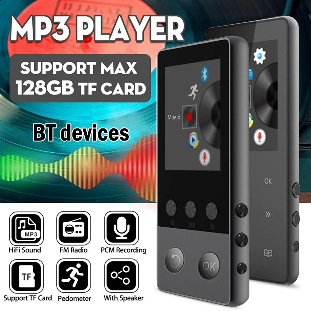 

16GB 1.8-inch color screen Metal Mini Bluetooth MP3 Player ebook Sports MP3 Music Player Recorder FM Radio FM Record E-Book