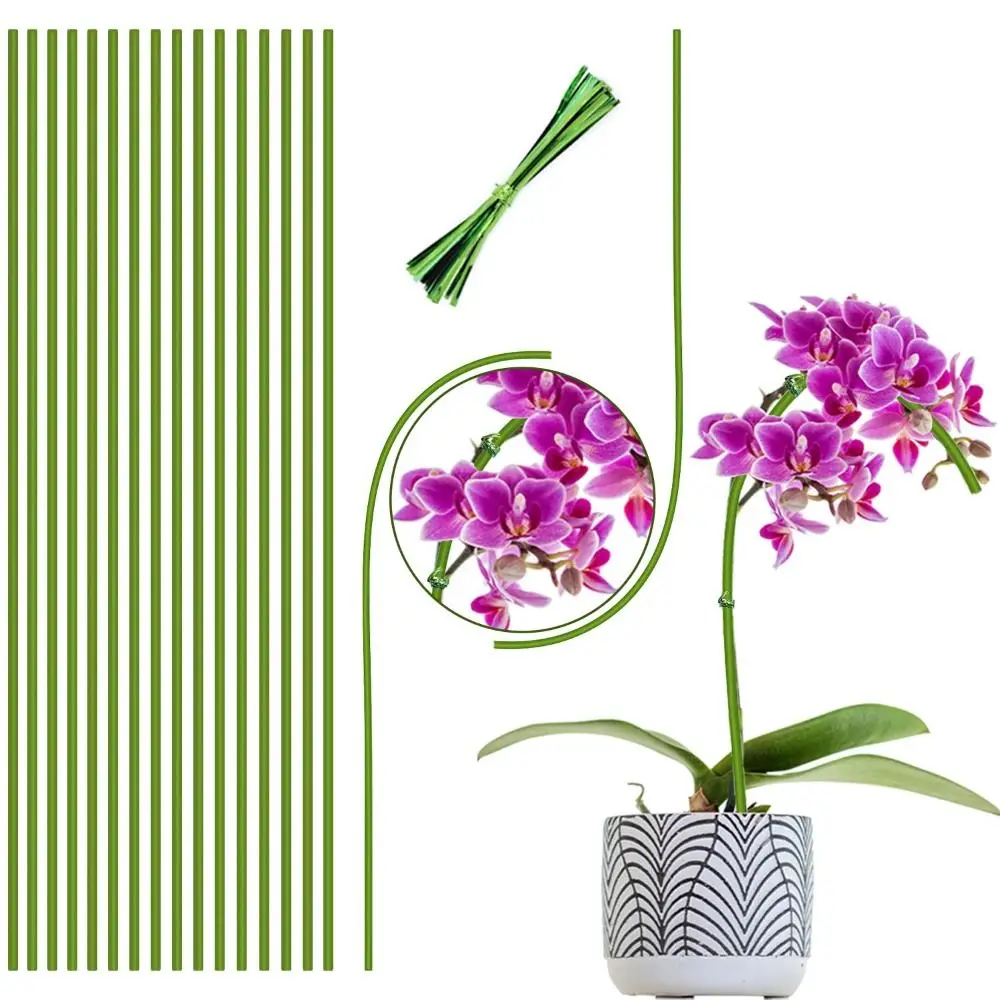 20 Pali Per Piante In Metallo Con Rivestimento Verde – Pieghevoli, 40,6 Cm, Con Nastro Incluso, Supporto Per Orchidee, Peonie, Piante In Vaso Da Interno/esterno