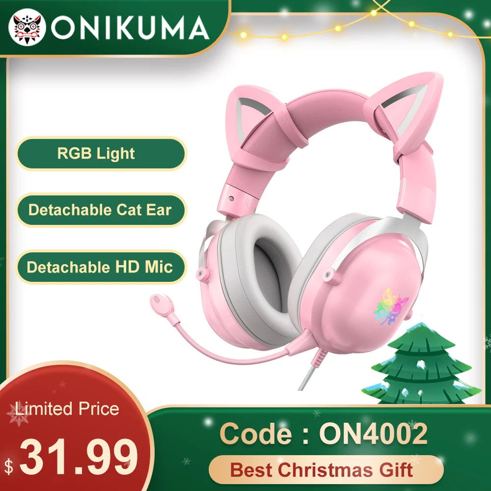 

ONIKUMA X11 RGB Wired Headphones with Detachable HD Mic RGB Light Headset Gamer Earphones for PC Gaming Switch Xbox One