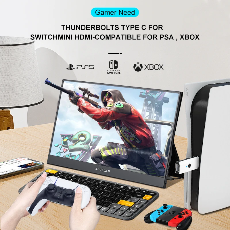 ޴  ZEUSLAP 15.6 ġ FHD 1080P Usb  C HDMI ȣȯ ÷ ޴ ȭ Ʈ ̴ PC ġ PS4 Xbox