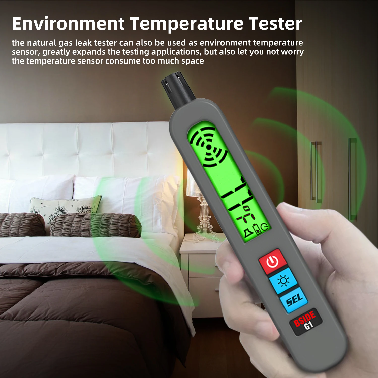 BSIDE Combustible Gas Leak Detector Natural Carbon Dioxide Flammable Liquor Gas Methane Analyzer Buzzer Alarm PPM LEL Tester