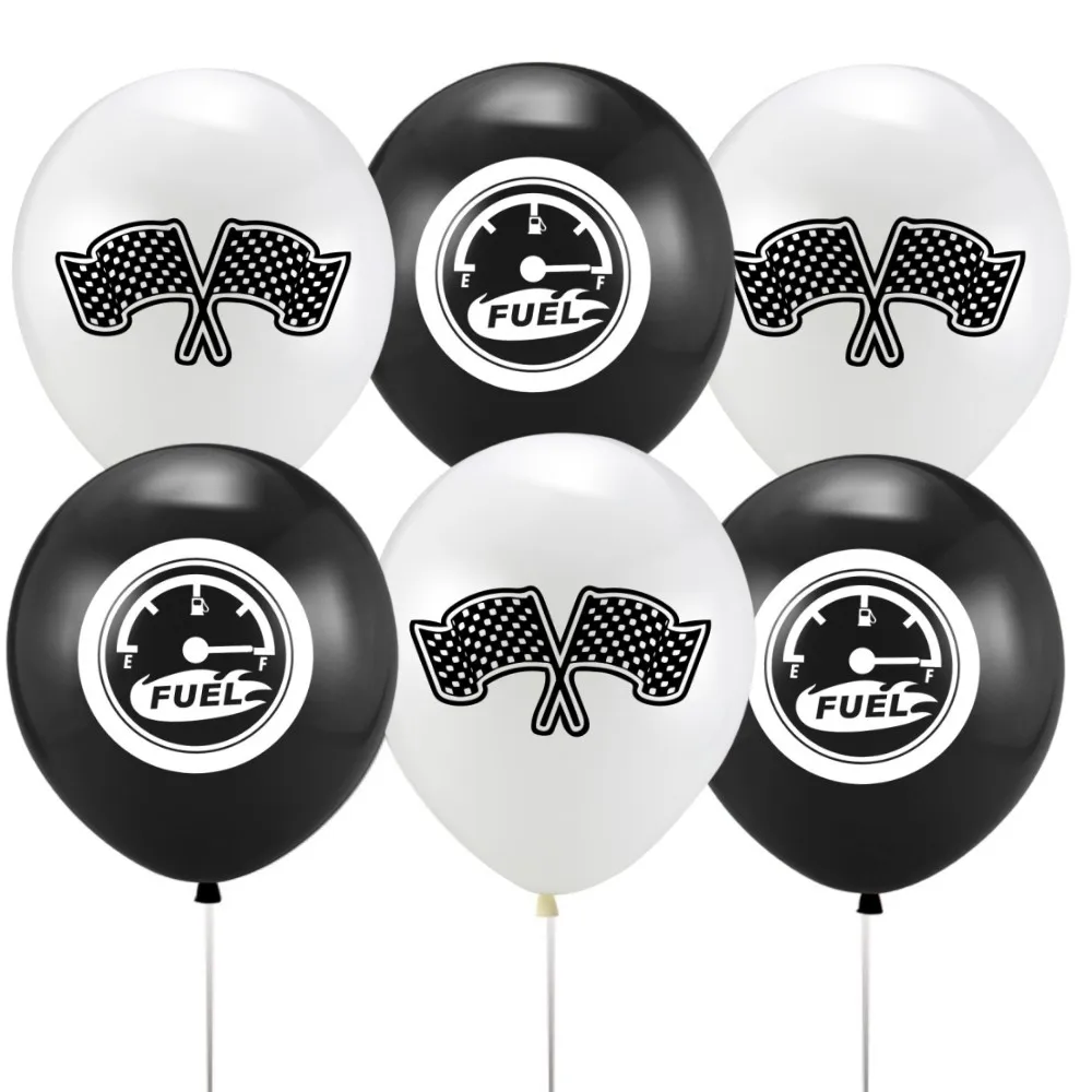 

12pcs Race Car Latex Balloons Racing Baby Shower Party Supplies Black and White Birthday Party Decorations For Kid Wedding Decor