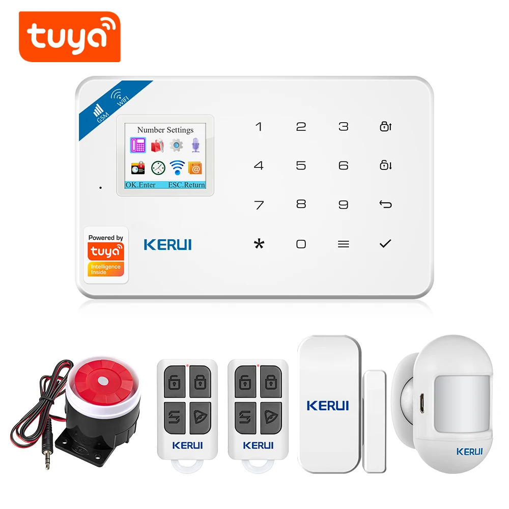 Kerui Tuya W181 Wireless Wifi Home Alarm GSM IOS Android APP Control LCD GSM SMS Burglar Alarm System For Home Security