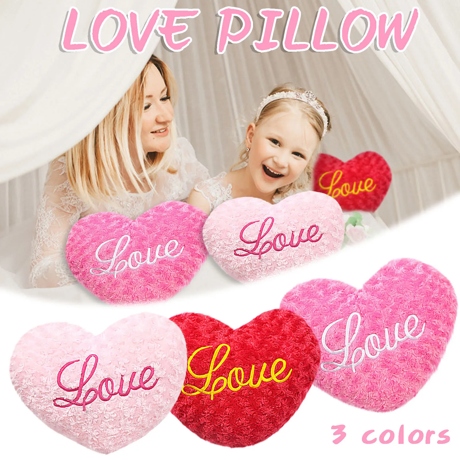 

Valentine'S Day Love Heart Shaped Pillow Couple Plush Cushion Pillow Festival Celebration Party Supplies Romantic Gifts DIY 2024