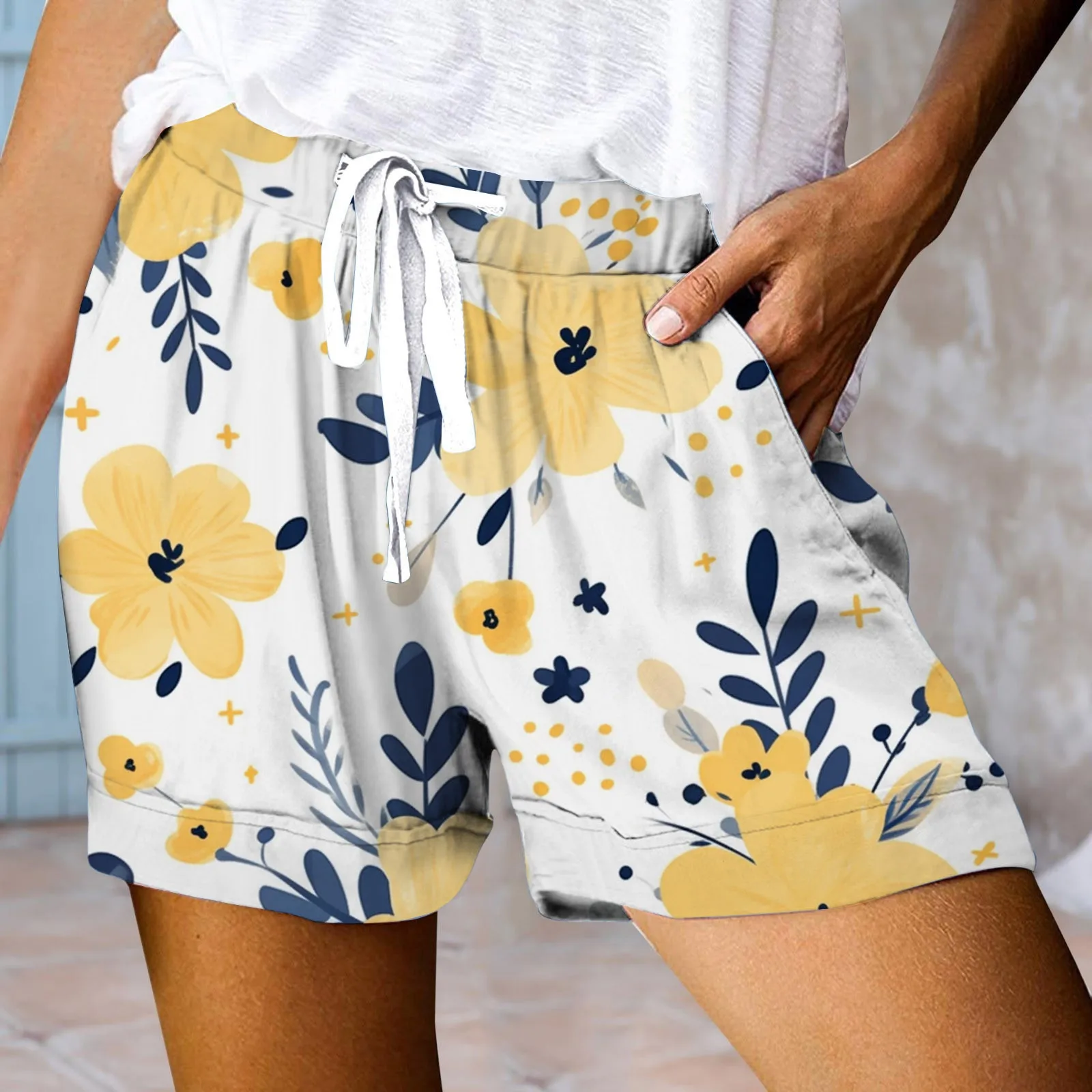 

Шорты женские на шнуровке, Повседневные Легкие пикантные с эластичным поясом, с карманами, на лето