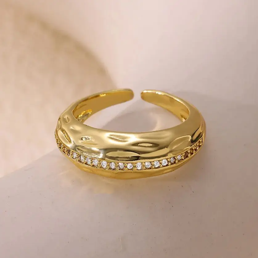 Luxury Zircon Rings Gold Color Adjustable Ring