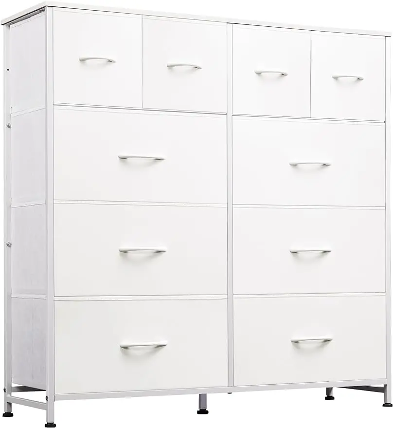 

Fabric Dresser for Bedroom, Storage Drawer Unit,Dresser with 10 Deep Drawers for Office, College Dorm, White