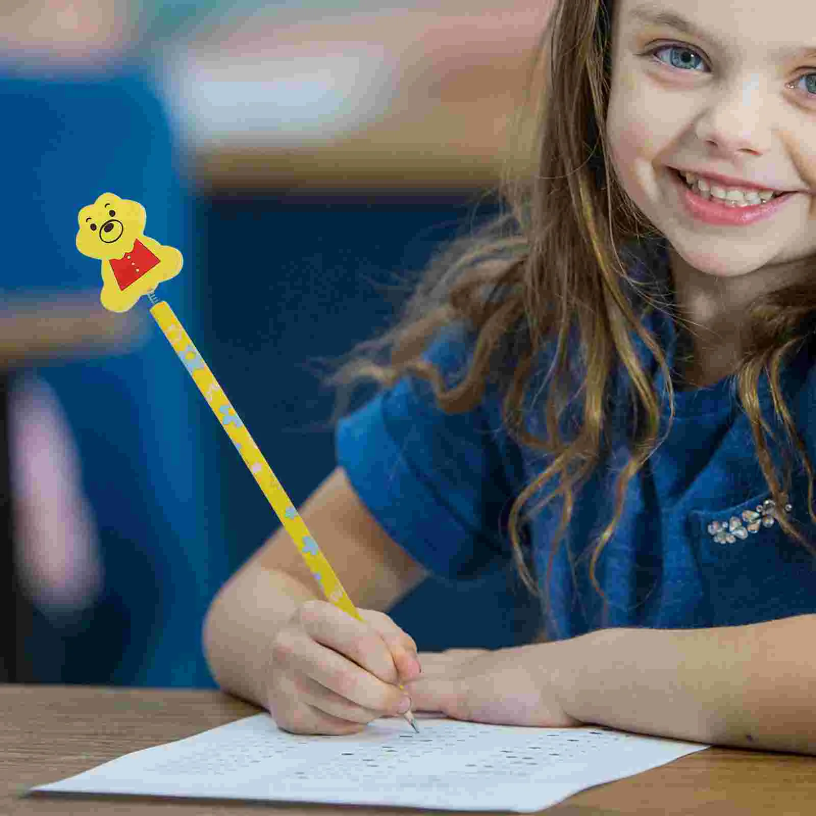 

12 Pcs Kids Stationary Erasers for Wooden Pencils Cartoon with Puzzle Bamboo Child