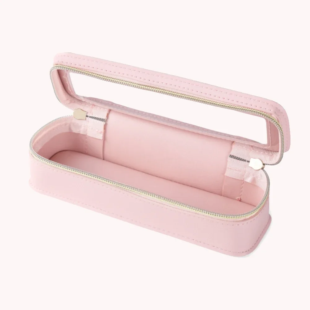 Women PU Makeup Brush Bag Makeup Brush Case Transparent Portable Cosmetic Pouch Dual Zipper Travel Wash Bag Travel Toiletry Bag