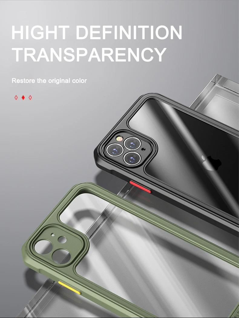 Luxury Silicone Clear Case for iPhone 11 12 13 Pro Max XR XS X 7 8 Plus SE Mini Contrasting Color Buttons Shockproof Armor Cover cheap iphone xr cases