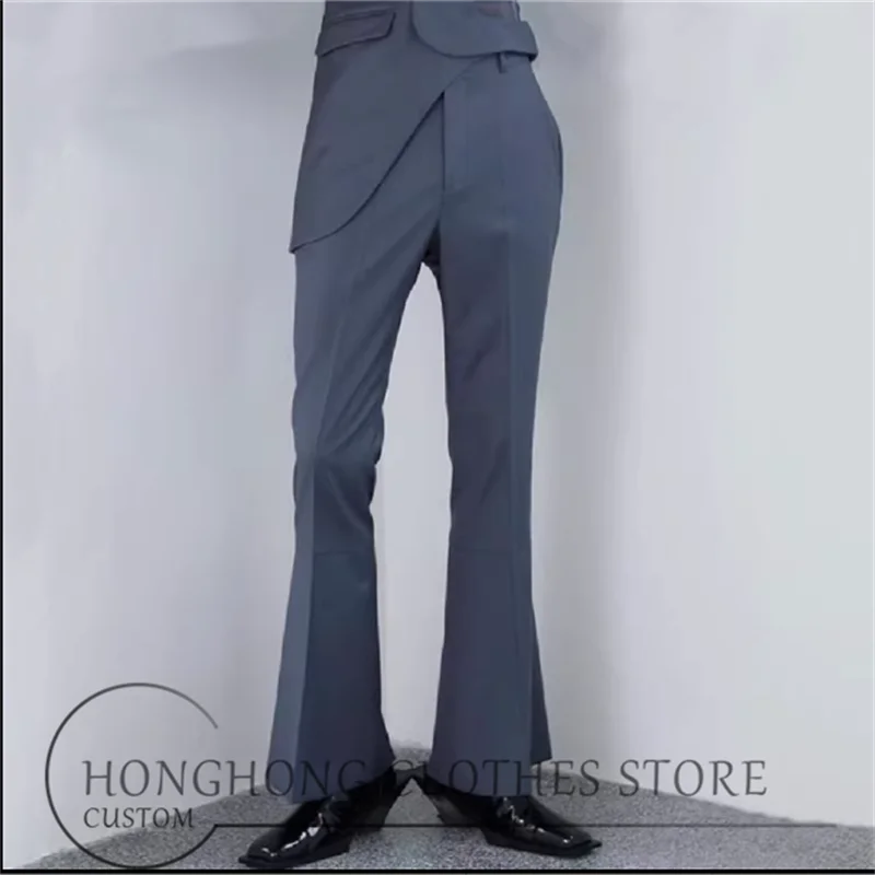 The new spring and autumn men's slimming free ironing casual drooping wide-leg pants custom large size full flared pants