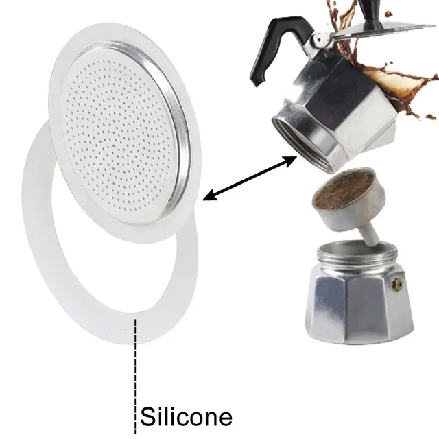 2PCS Silicone Moka Pot Seal Ring Stainless Steel Filter Coffee Pot Washer Gasket Ring Coffee Makers Accessories 6
