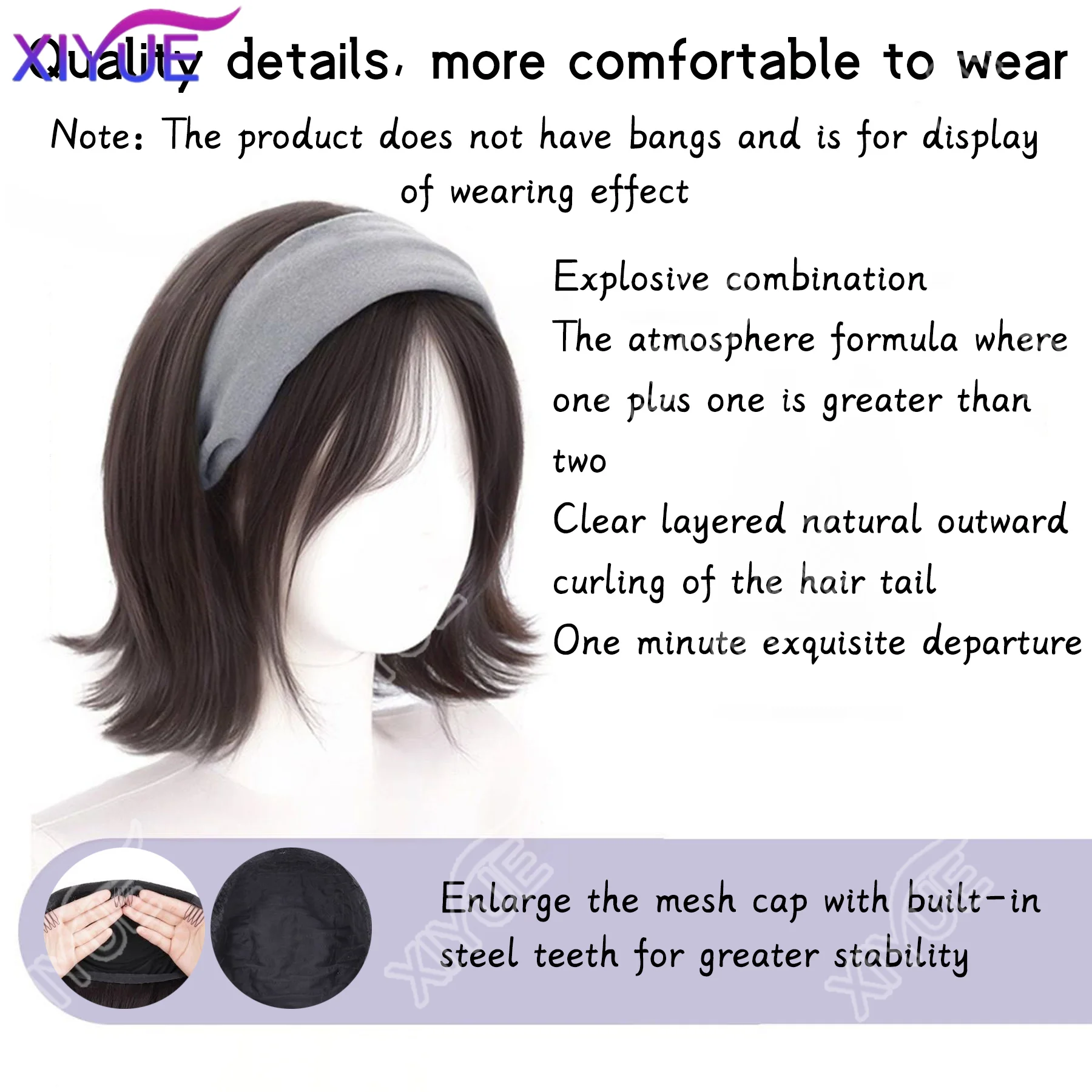 XIYUE Cotton Bandage Headbands Women Beauty Solid Color Elasticity Headwrap Sports Headband Hair half head covers for women wig