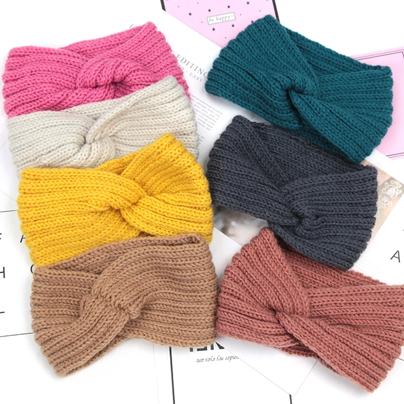 

New Knitted Knot Cross Headband for Women Autumn Winter Sweet Girls Hair Accessories Headwear Elastic Hair Band Hair Accessories