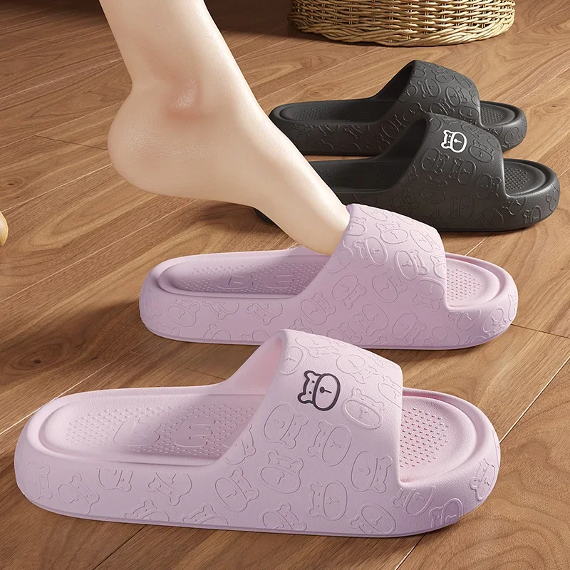 

Women Summer Slippers Lightweight EVA Flat Home Slippers Concise Solid Color Man Indoor Bathroom Comfort Massage Floor Slides