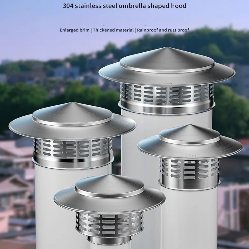 1pc 110/160mm Stainles Steel Chimney Cap Exterior Wall Fresh Air Outlet Roof Pipe Exhaust Hood Rain Cap Home Accessories