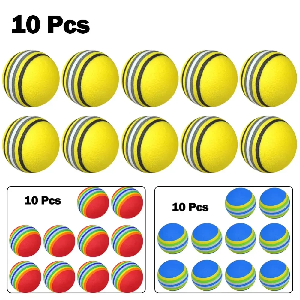 10pcsFoam Balls Indoor Golf Swing Training Practice Rainbow Sponge Balls Flexible Soft Golf Practice Ball Training Aid Accessory 2