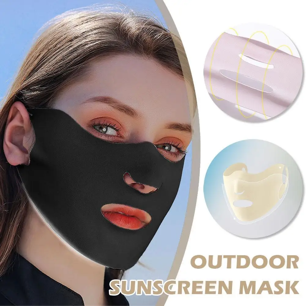 Summer Outdoor Golf Reusable Ice Silk Mask Face modified Three