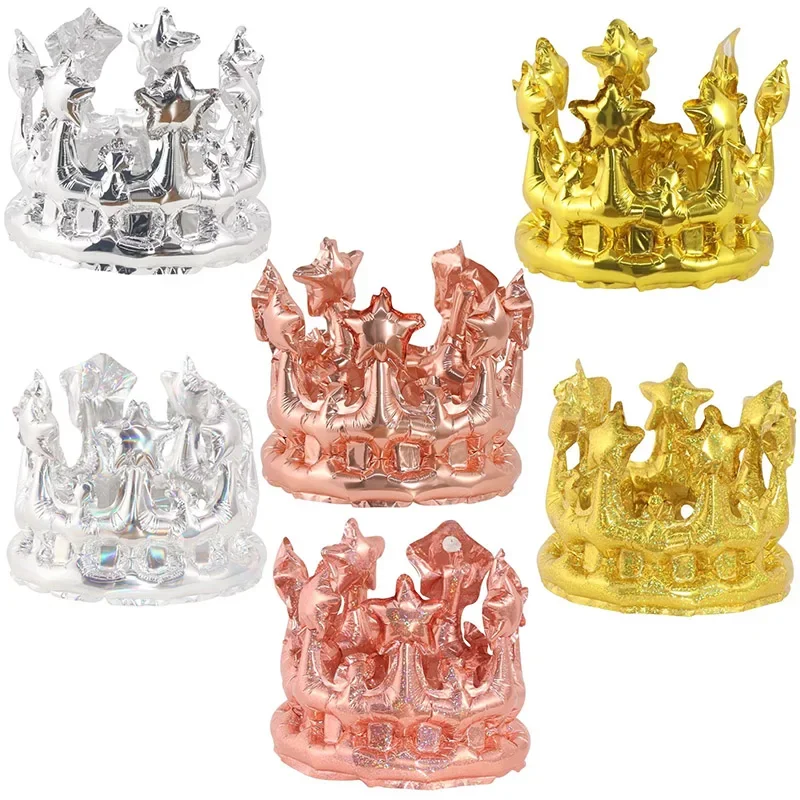 Inflatable gold crown foil balloons adult birthday hat cap king toy party baby shower supplies