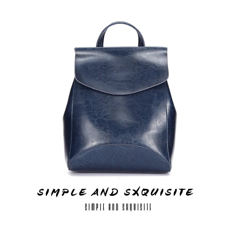 

New Women's Bag Retro Style Cowhide Backpack One Shoulder Dual Use Backpack Simple Magnificent