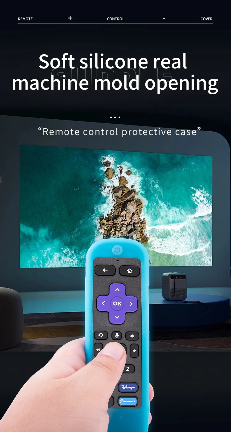 Description Picture 2 of itemTCL Roku TV Steam Wand 3600R Remote Control Protective Case, Silicone Cover Shockproof Remote Control Skin, Anti-Slip Universal