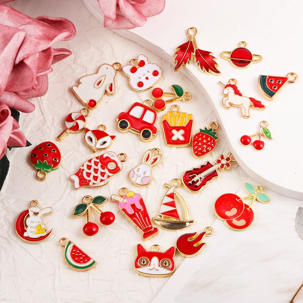 45Pcs Colorful Mixed Enamel Alpaca Kitten Animal Collection Charm Cute for DIY Handmade Necklace Earrings Found Accessories Gift