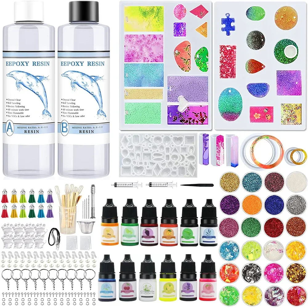 Epoxy Resin Kit for Jewelry Making with Silicone Molds