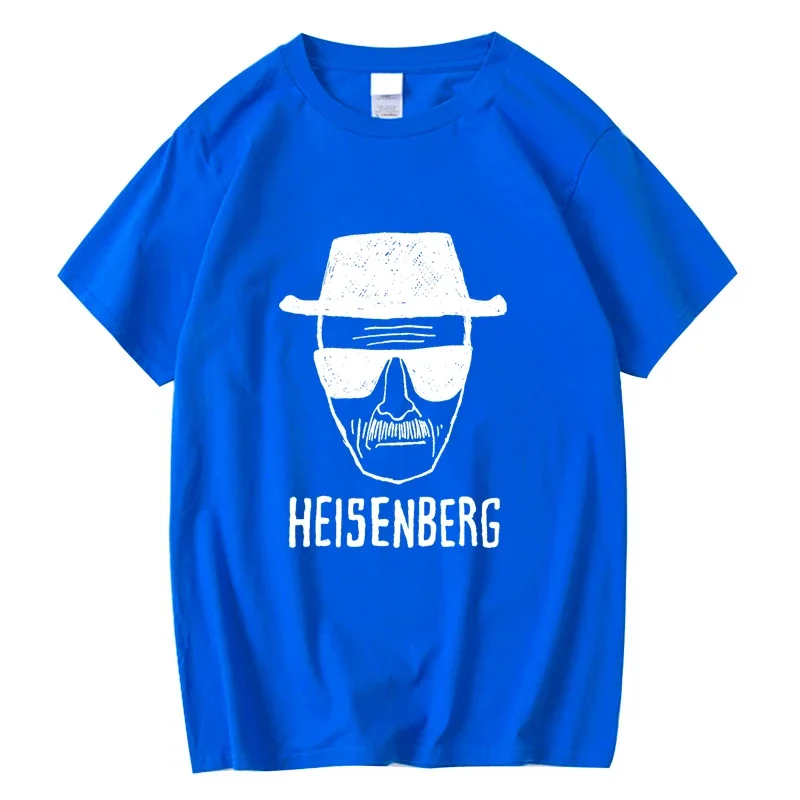 الرجال الموضة رداء علوي غير رسمي جودة قصيرة الأكمام 100% القطن فضفاض هايزنبرغ PrintedTshirt عادية رجالي التي شيرت كول الصيف الرجال التي شيرت