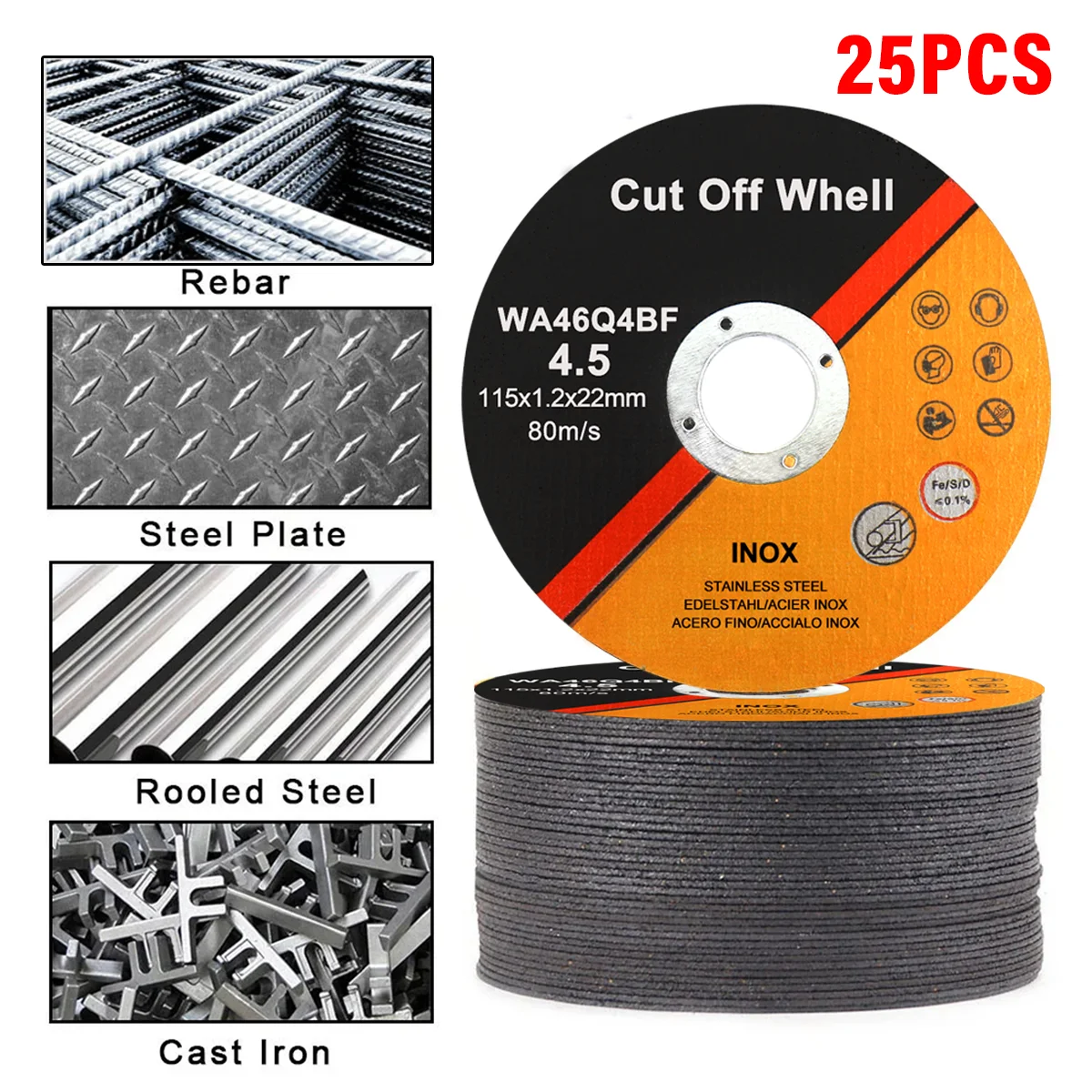 25X 115MM METAL CUTTING BLADE DISC 4.5" STAINLESS STEEL ANGLE GRINDER THIN 1.2MM