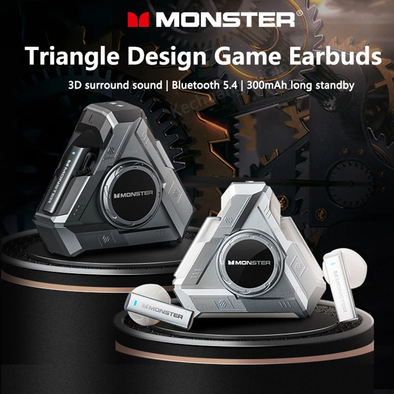 

Оригинальные наушники Monster XKT22 Bluetooth 5,4 TWS беспроводные наушники Hifi стерео гарнитура крутые треугольные Игровые наушники с микрофоном