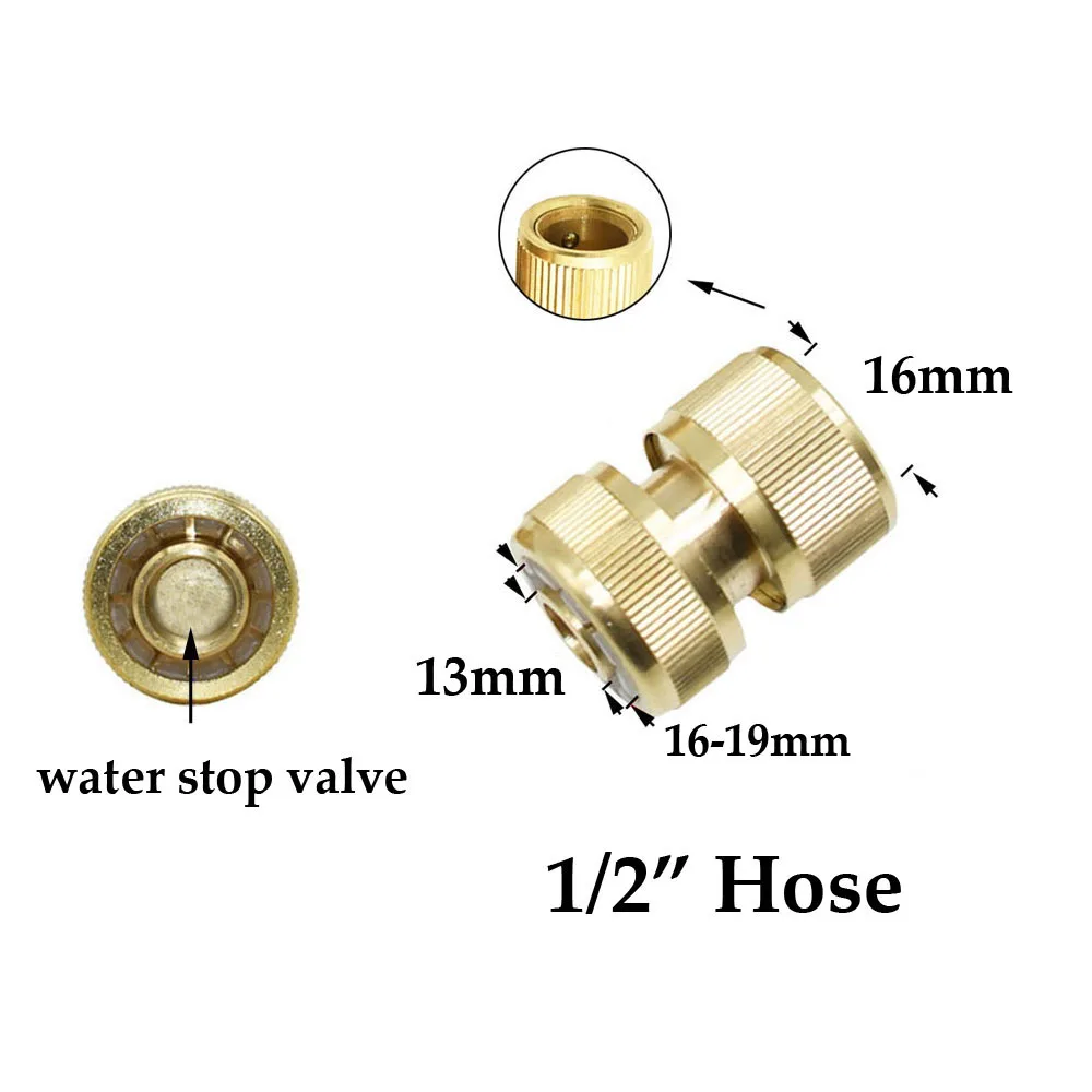 1/2'' 5/8" 3/4'' 1'' Messing-Schnellkupplung Wasserstopp-Verbinder Kupfer-Gewindeanschluss Gartenbewässerungspistole Adapter – Detail 9