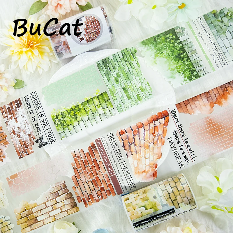 2m/Roll Special Oil Transparent PET Tape Vintage Red Brick Decorative Masking Tape For Card Making Sticker Scrapbooking Journal adhesive tape,adhesive tapes,masking tape,decorative tape,decoration tape