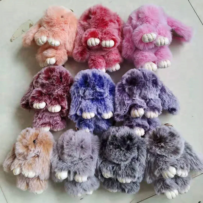 Porte-clés pompon animal mignon pour femme, bibelot en fausse fourrure de lapin, clé JOToy, sac à beurre, porte-clés de voiture, cadeaux de vacances, haute qualité