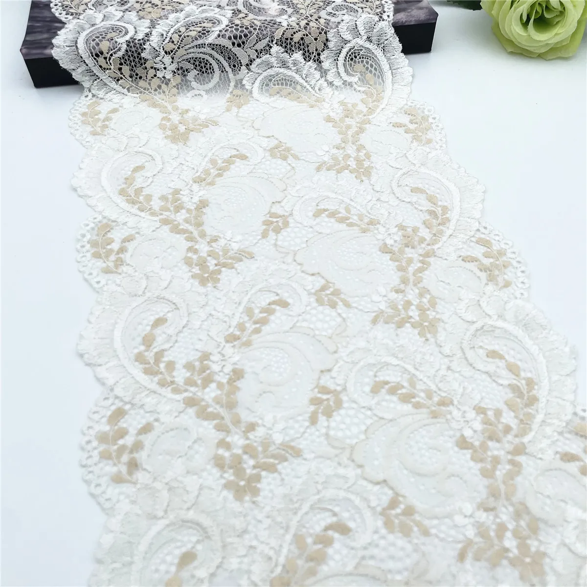 3y/lot 22cm 6 Colors Beige Blue Brown Green Elastic Lace Trim 5