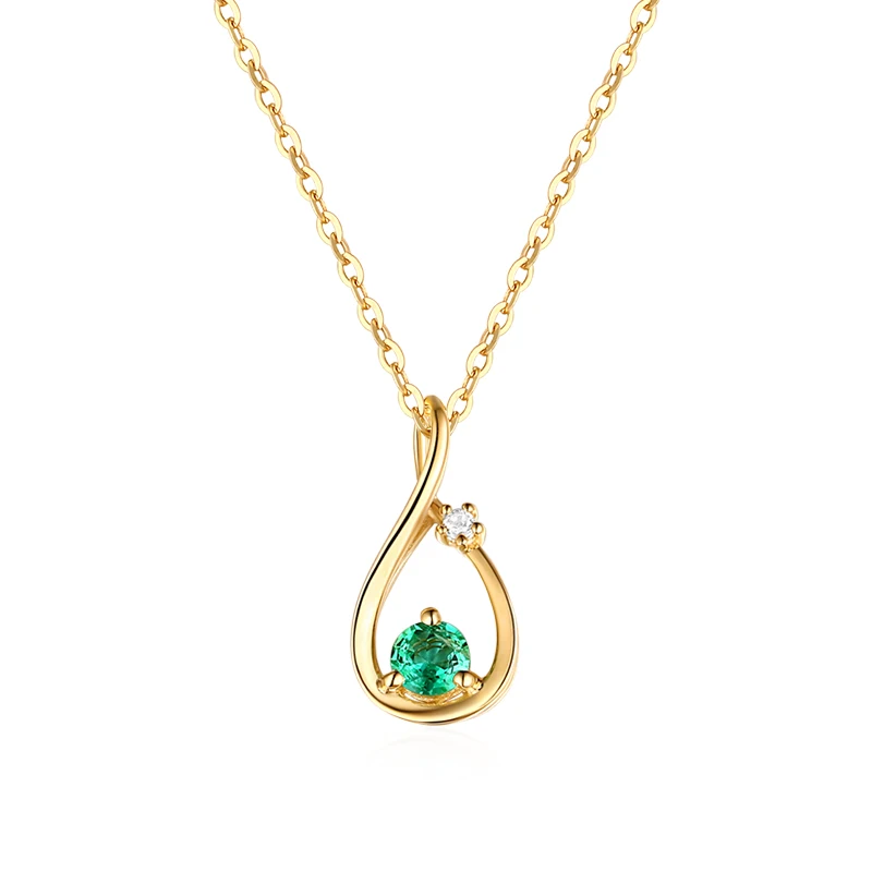 

ANLLNOEL Natural Emerald Pure 18K 750 Yellow Gold Pendant For Women 9K 375 14K 585 Water Drop Wedding Gift Elegant Fine Jewelry