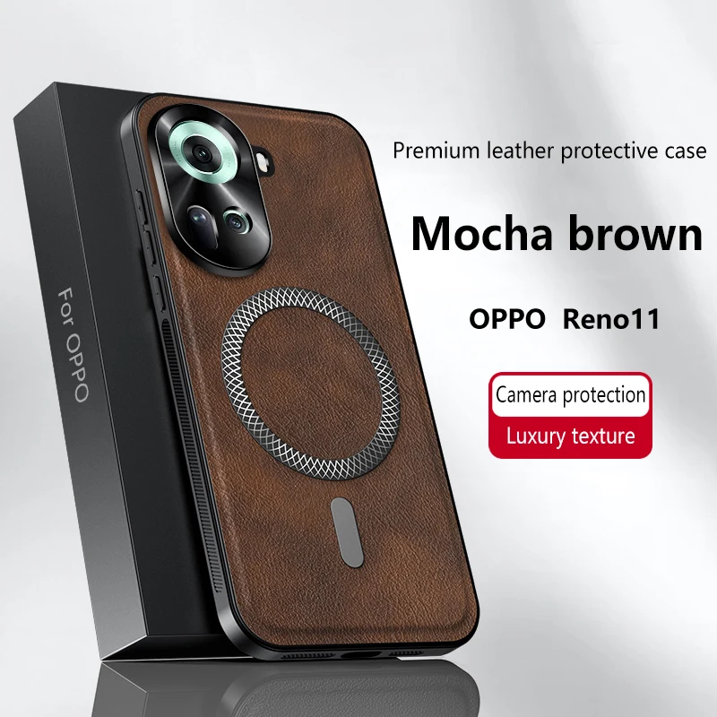 Luxury High-End Leather Case with Magnetic Metal Ring, Anti-Drop, and Anti-Fingerprint Protection